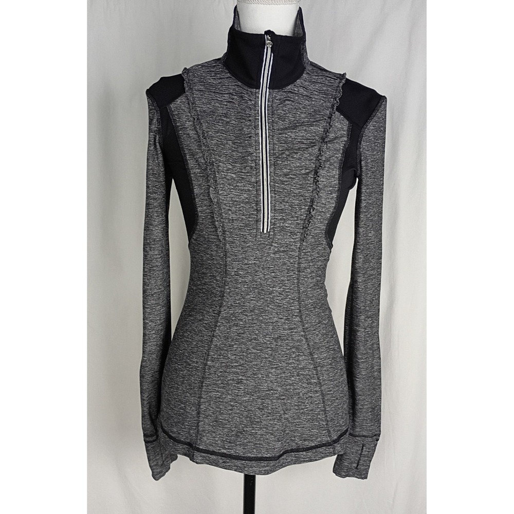Lululemon Women's Sweatshirt Sz 4 Run Your Heart Out Pullover 1/2 Zip Gray